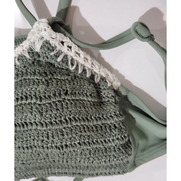 Xhilaration Juniors Sage Green Crochet Bralette Bikini Top Cute boho-inspired - Picture 4 of 7